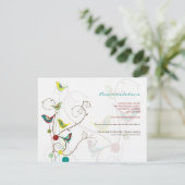 Carte Mariage Whimsical Summer Bird And Swirls (Debout devant)