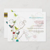 Carte Mariage Whimsical Summer Bird And Swirls (Devant / Derrière)