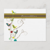 Carte Mariage Whimsical Summer Bird And Swirls (Dos)