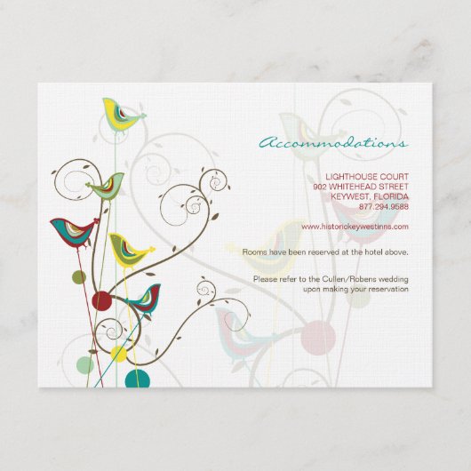 Carte Mariage Whimsical Summer Bird And Swirls (Devant)