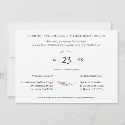 Carte Mariage White Branches tendance Célébration 2 Phot (Dos)