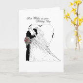 Carte Mariage Wings noir & blanc (Fleur jaune)