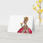 Carte Marie Antoinette paon et gâteau (Fleur jaune)