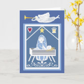 Carte Marie, Jésus et ange de Noël (Fleur jaune)