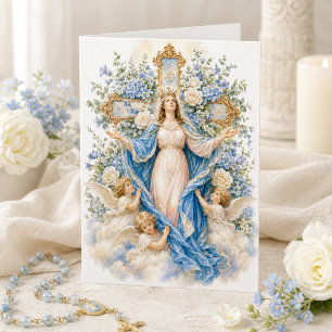 Carte Marie Reine du Ciel avec les Anges Catholique