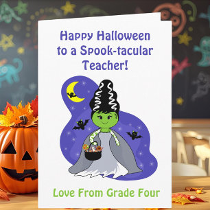 Carte Mariée de Frankenstein Halloween pour Enseignant