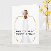 Carte Mariée en robe blanche CHANGER couleur cheveux mar (Fleur jaune)