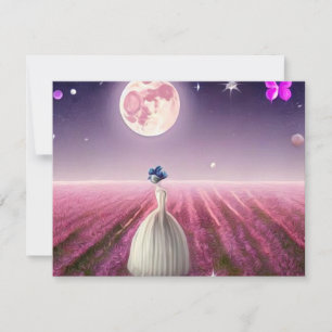 Carte Mariée et lune Vintage surréaliste