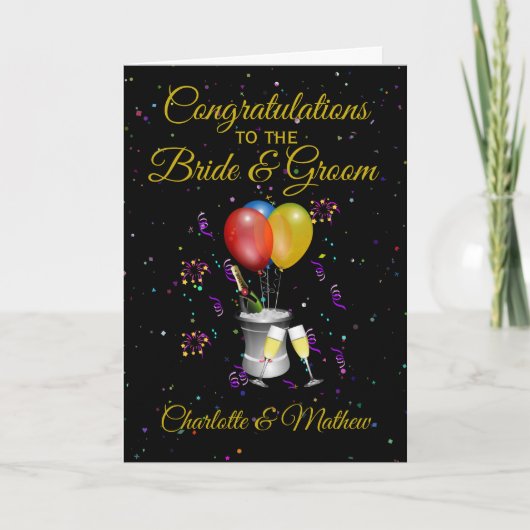 Carte Mariée et salle de mariage Sparkling Wine Congrats (Devant)