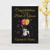 Carte Mariée et salle de mariage Sparkling Wine Congrats (Fleur jaune)