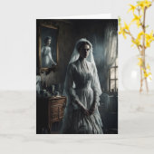 Carte Mariée fantôme et Halloween miroir (Fleur jaune)