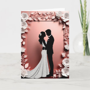 Carte Mariée Groom Silhouette Mariage Romantique Fleurs