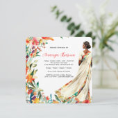 Carte Mariée indienne à Saree | Fête Florale Mehendi (Debout devant)