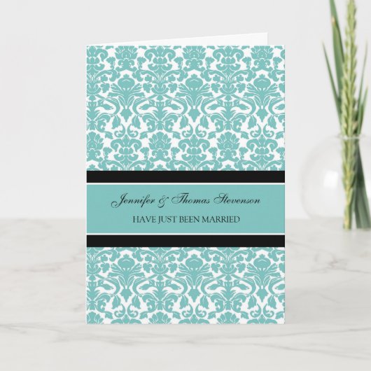 Carte mariée turquoise de faire-part de damassé (Devant)
