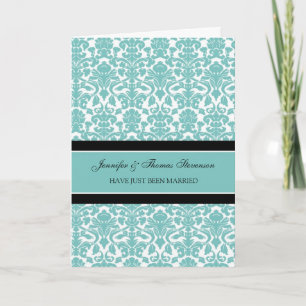 Carte mariée turquoise de faire-part de damassé
