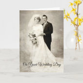 Carte Mariée vintage et salle (Fleur jaune)