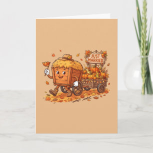 Carte Mariés à peine Fall Hayride Mariage Dessin animé