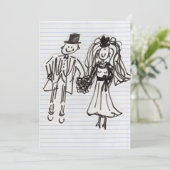 CARTE MARIÉS DESSINÉS MARIÉE ET MARIÉ (Debout devant)