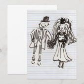 CARTE MARIÉS DESSINÉS POUR UN MARIAGE (Devant / Derrière)