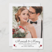 Carte Mariés & Joyeux Noël Photo de mariage en forme de (Devant)