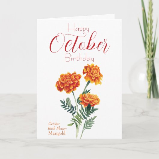 Carte Marigold Octobre Fleur de naissance Anniversaire (Devant)