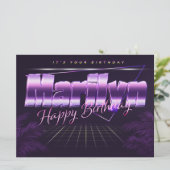 Carte Marilyn Nom Prénom lila retro Date de naissance (Debout devant)