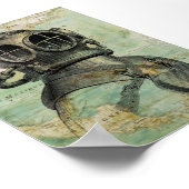 Carte marine antique avec Poster Casque de plongée (Coin)