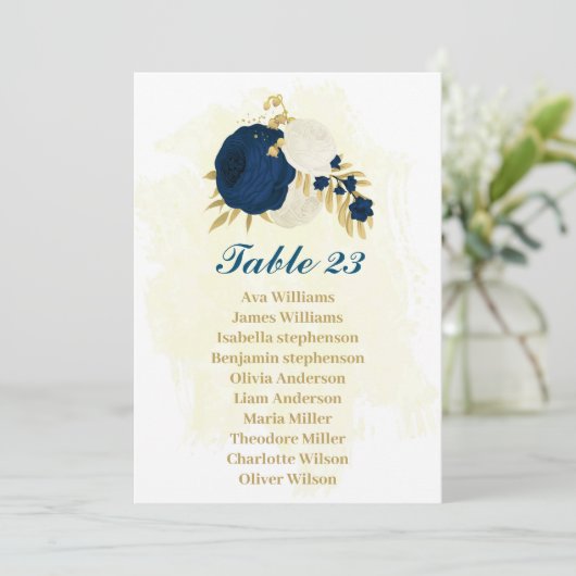 carte marine bleu et blanc fleurs or (Debout devant)