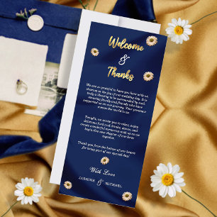 Carte Marine Bleu et ivoire Beige Floral Bienvenue et me