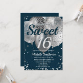 Carte Marine Bleu Parties scintillant argent Balloon Swe (Devant/Arrière en situation)