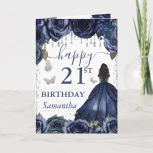 Carte Marine bleu robe peau foncée princesse Anniversair