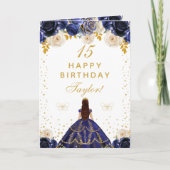 Carte Marine Blue Floral Princess Joyeux anniversaire (Devant)
