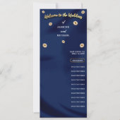 Carte Marine Blue Gold Ivory Beige Floral Wedding Progra (Devant)