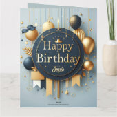 Carte Marine Blue & Gold Royal Crown Joyeux anniversaire (Dos)