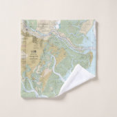 Carte marine de la rivière Savannah et du détroit  (Gant de toilette)