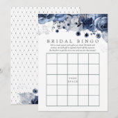 Carte Marine et blanc avec huile d'argent Floral Bingo d (Devant / Derrière)