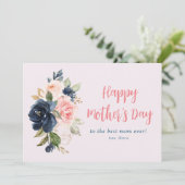 carte marine et rose fleurie joyeuse mère (Debout devant)