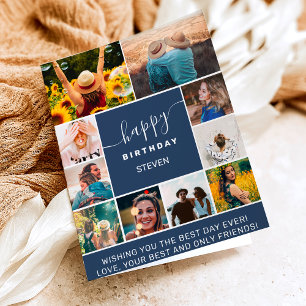 Carte Marine moderne bleu anniversaire 10 photo collage