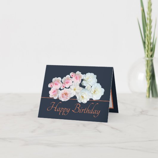 Carte Marine Orange Bouquet Blanc Rose Roses Anniversair (Devant)