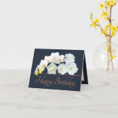 Carte Marine Orange Bouquet Fleurs blanches Joyeux anniv (Fleur jaune)