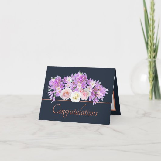 Carte Marine Orange Bouquet Rose & Crocus Félicitations (Devant)