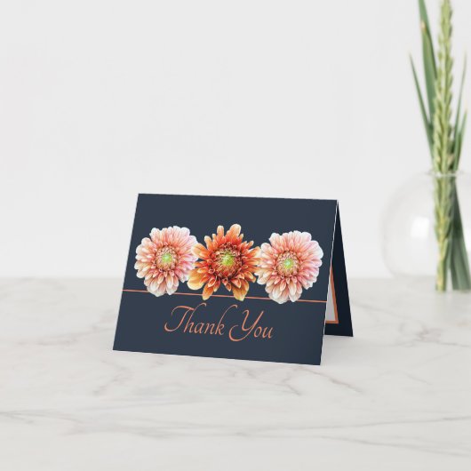 Carte Marine Orange Dahlia Chic Bouquet Merci (Devant)