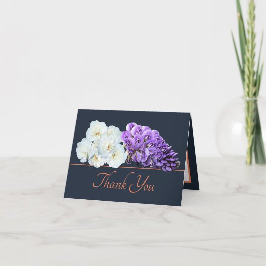 Carte Marine Orange Rose Wisteria Chic Bouquet Merci (Devant)