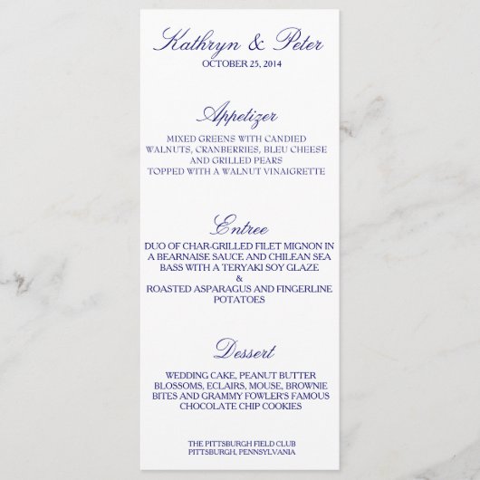 Carte marine traditionnelle de menu (Devant)