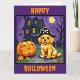 Carte Marionnette d'or d'Halloween à la Maison hantée