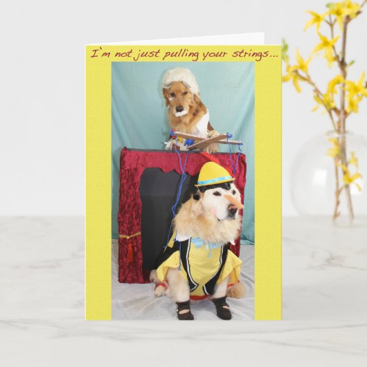 Carte Marionnette d'or Spectacle d'anniversaire (Fleur jaune)