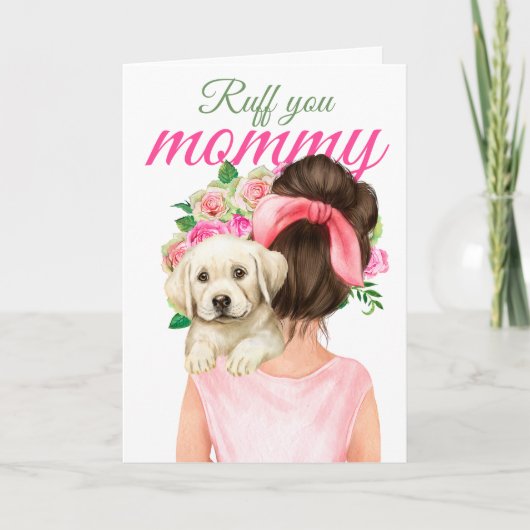 Carte Marionnette Jaune Labrador Avec Femme Ruff You Mam (Devant)