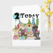 Carte Marionnettes 2e anniversaire Bash Tshirts et cadea (Fleur jaune)