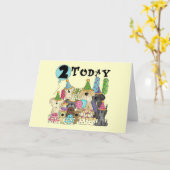 Carte Marionnettes 2e anniversaire Bash Tshirts et cadea (Fleur jaune)