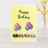 Carte Marionnettes de berger australienne heureux annive (Fleur jaune)